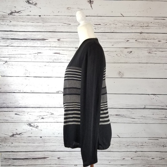 Escada black and silver striped twin set cardigan sleeveless top women's size 8 - Picture 6 of 9